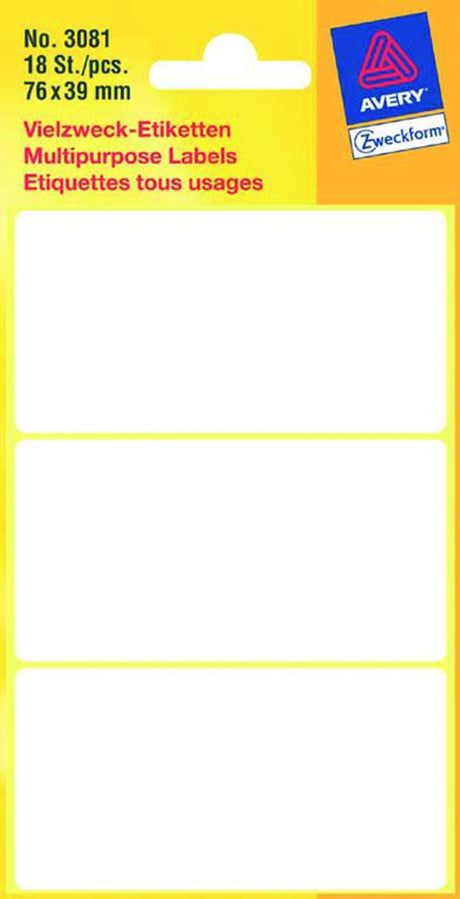 Etiqueta Canguro Zweckform 76x39mm en blister blanco con 18 etiquetas. paquete de 10 paquetes