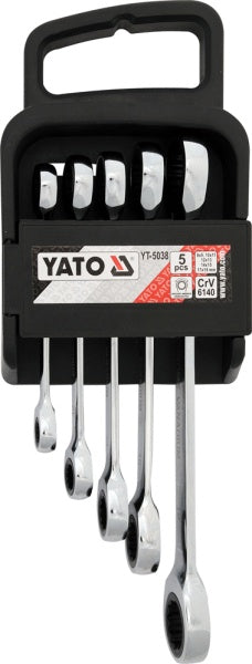 Yato sleutel met ratel kpl. 5el. 8x9, 10x11, 12x13, 14x15, 17x19.