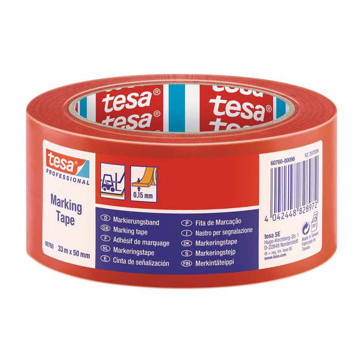 Tesa flex series - Cinta de advertencia de PVC - 33m x 50mm - roja