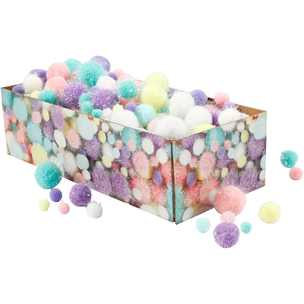 Empresa creativa https: www.cchobby.nl pompones-d-15-40-mm-glitter-ca-400-piece-pastelcolors-400-gr-1-box