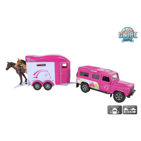 Land rover infantil con remolque para caballos cheval liberté - rosa