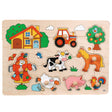 Puzzle de madera Goki, granja retro, 5 uds.