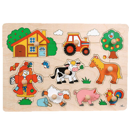 Puzzle de madera Goki, granja retro, 5 uds.
