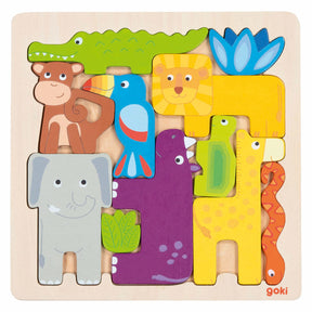 Puzzle de madera Goki safari, 11ud.