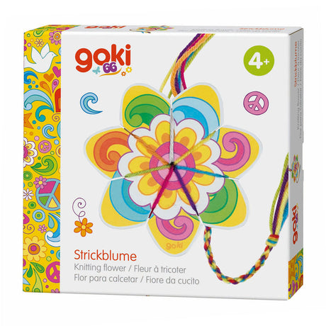 Goki tejiendo juguetes manualidades creativas de flores y mariposas.