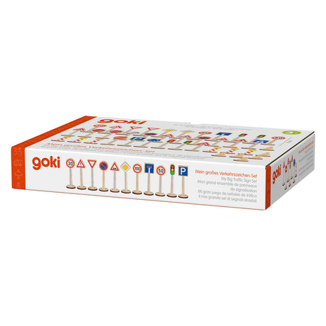 Set de juego Goki señales de tráfico - juguetes educativos de madera 40 piezas.