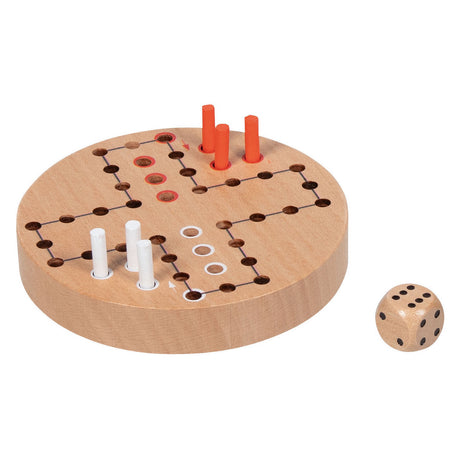 Juego de parchís de madera Goki en bolsa de almacenamiento de algodón