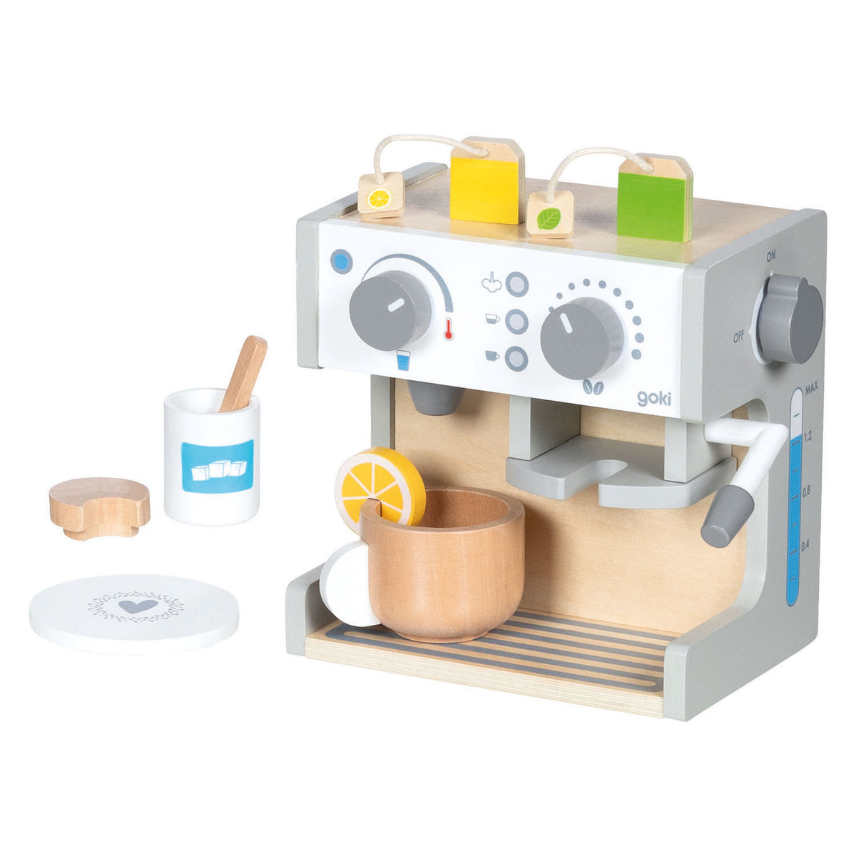 Máquina de café y té de madera Goki - 16 piezas.