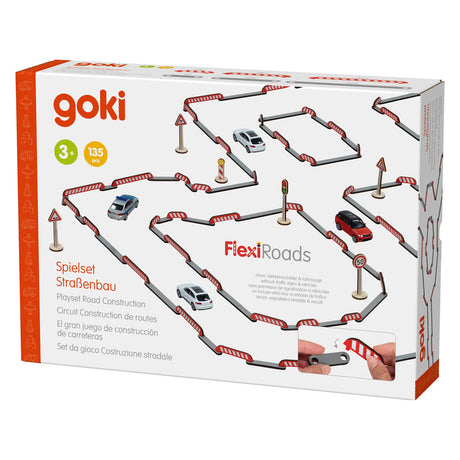 Juego de madera Goki obras viales - 135 piezas.