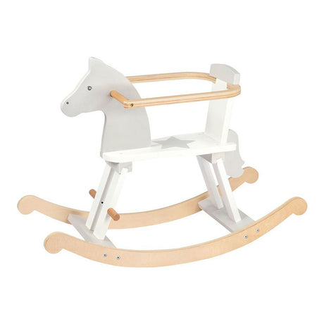 Caballito balancín de madera Goki blanco