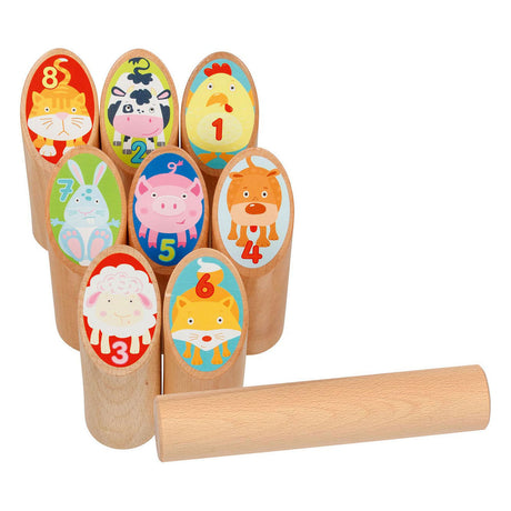 Goki Wooden Viking Game Animals Kubb en bolsas de algodón