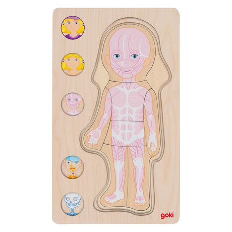 Goki Madera Capa Puzzle Human Body Girl, 29 °.