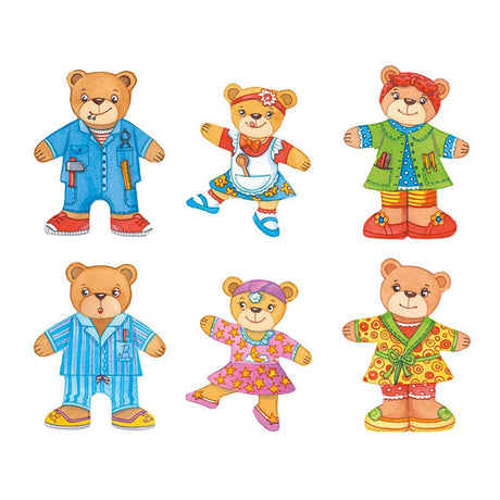 Goki Wooden Dressing Puzzle Bears en Houten Box, 36º.