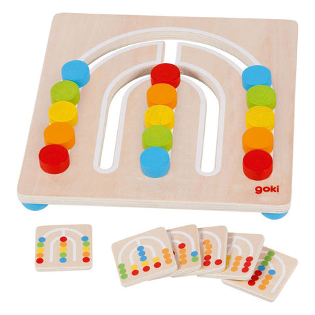 Juego de combinación de colores Goki arcoíris 21x21x3,8cm, con 6 imágenes de ejemplo, madera, 4+