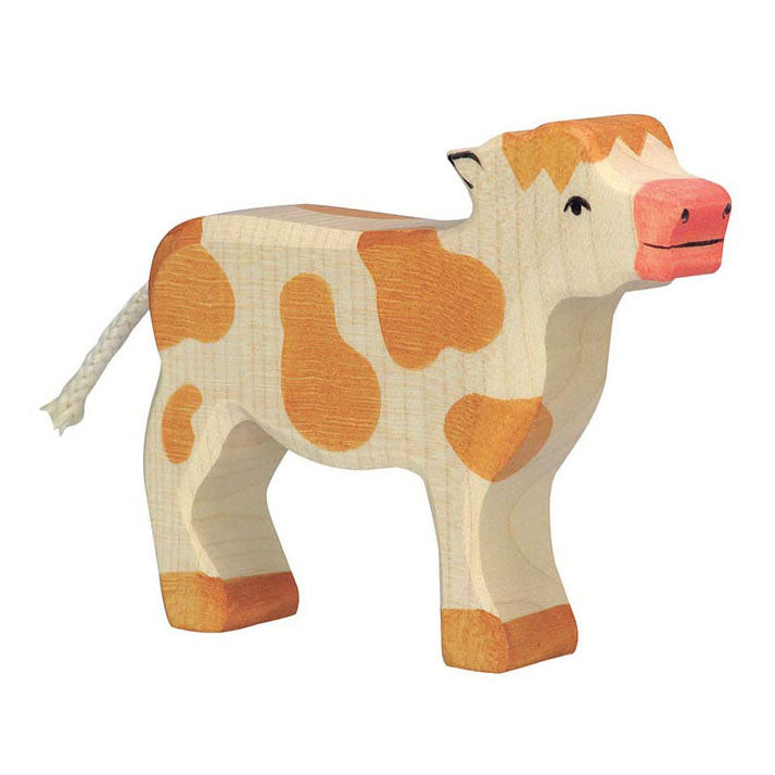 Ternero Holztiger, de pie, marrón. 11cm.