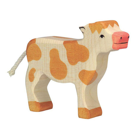 Ternero Holztiger, de pie, marrón. 11cm.