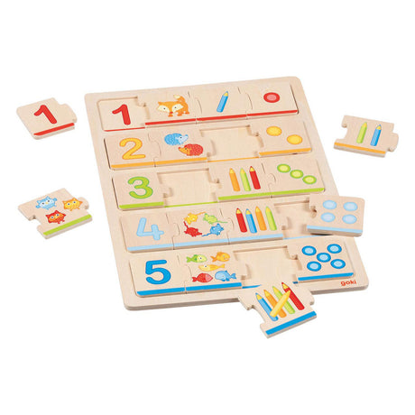 Puzzle de madera Goki aprendiendo a contar, 20 uds.