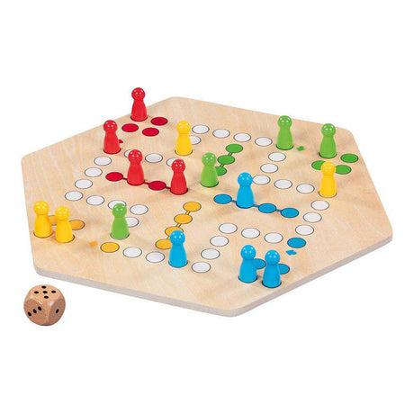 Juego de ludo de madera Goki: juego de mesa clásico para 6 jugadores.