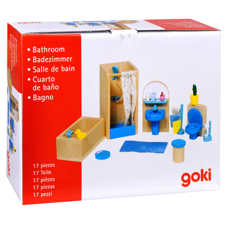 Muebles de casa de muñecas Goki: baño moderno de 17 piezas (incl. accesorios, excl.