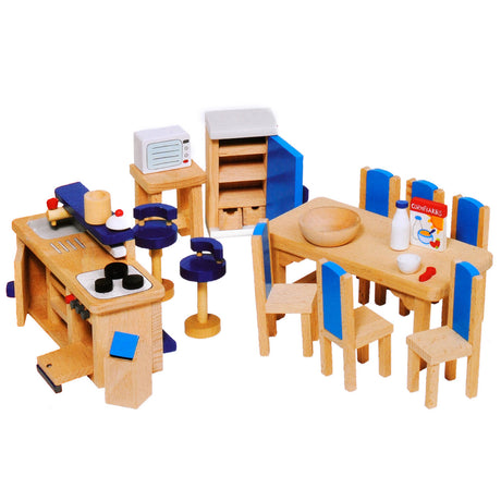 Muebles de casa de muñecas Goki: cocina moderna de 30 piezas (incl. accesorios, excl.