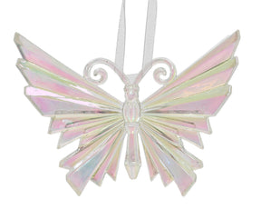 Decoris Colgante navideño mariposa plástico transparente iridiscente 3x14,2x11cm