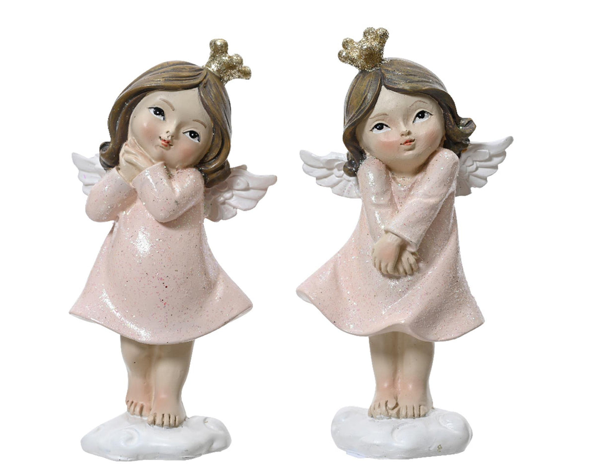 Estatua Decoris ángel de poliresina rosa 5,5x3x10,5cm