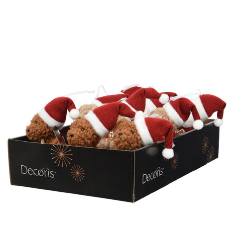 Decoris colgante navidad osito poliéster 7x6x12cm 3 surtidos