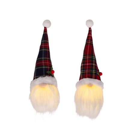 Lumineo colgante navideño gnomo LED poliéster 6x6x20cm blanco cálido 2 surtidos