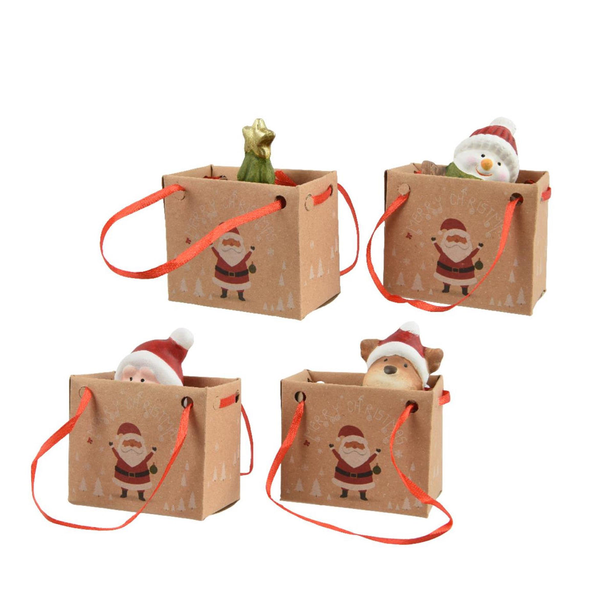 Decoris Figura navideña en bolsa terracota 4x3,2x6,5cm 4 surtidos