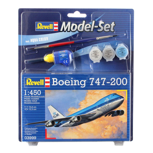 Set de maquetas Revell - Boeing 747-200 escala 1:450 22 uds. - incl. colores de pintura basicos