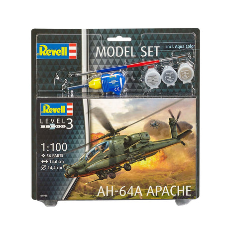 Conjunto de modelos Revell - ah-64a apache 56 piezas. - incl. colores de pintura basicos
