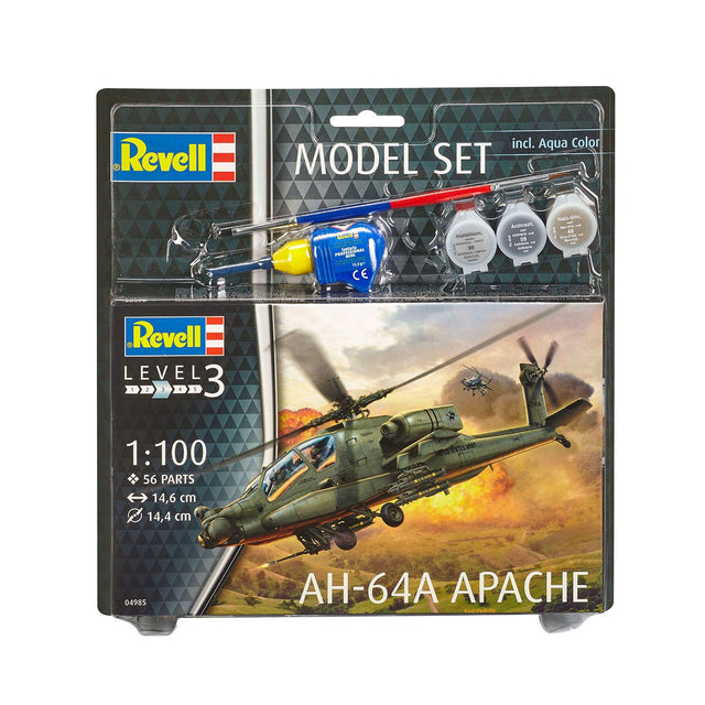 Conjunto de modelos Revell - ah-64a apache 56 piezas. - incl. colores de pintura basicos