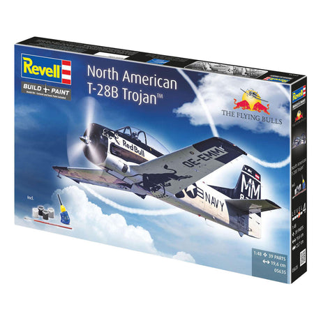 Kit de construcción de maquetas Revell - set de regalo troyano t-28b: toros voladores 25 aniversario. 1:48