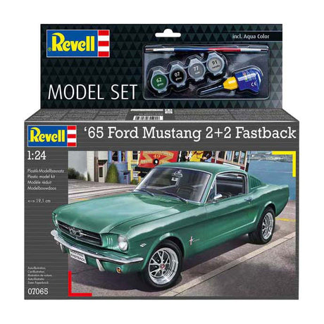 Maqueta Revell - Ford Mustang 2+2 fastback 1965 1:24 - 82 piezas. - incl. colores de pintura basicos