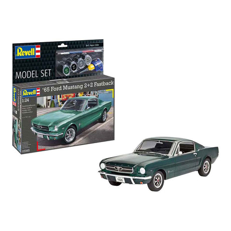 Maqueta Revell - Ford Mustang 2+2 fastback 1965 1:24 - 82 piezas. - incl. colores de pintura basicos
