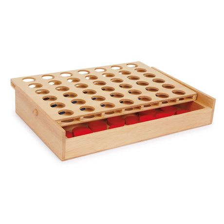 Pequeño: cuatro en una línea de madera de juego de viajes