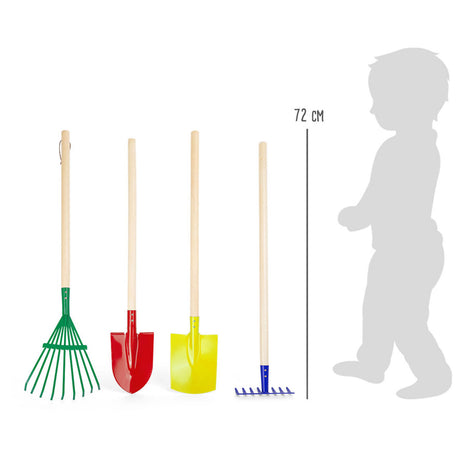 Pequeño pie - Herramientas de jardín para niños de madera, 4dlg.