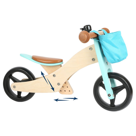 Pie pequeño - triciclo de madera y bicicleta de equilibrio 2in1 turquesa