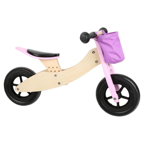 Pie pequeño - triciclo de madera y bicicleta de equilibrio 2in1 maxi rosa