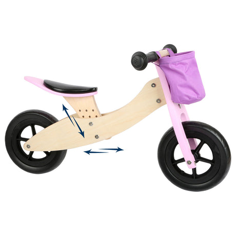 Pie pequeño - triciclo de madera y bicicleta de equilibrio 2in1 maxi rosa