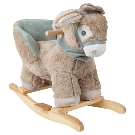 Pie pequeño - burro de madera con silla