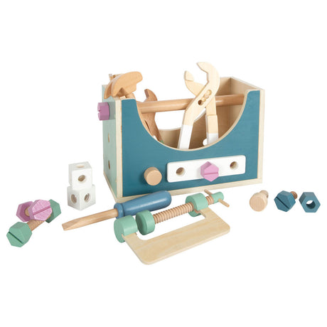 Pie pequeño - caja de herramientas de madera nordic 2in1, 28dlg.