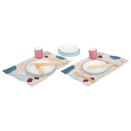 Peque de pie - cubiertos de madera con alfombrillas, 18dlg.