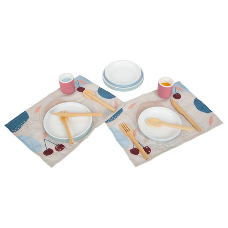 Peque de pie - cubiertos de madera con alfombrillas, 18dlg.