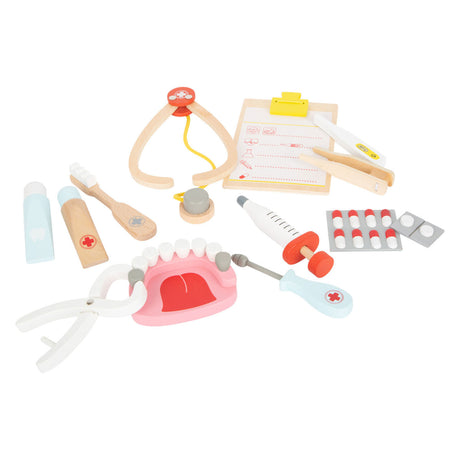 Small foot - set de médico y dentista de madera 2 en 1 en estuche