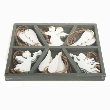 Small foot - Colgantes navideños de madera con forma de ángel, 18ud.