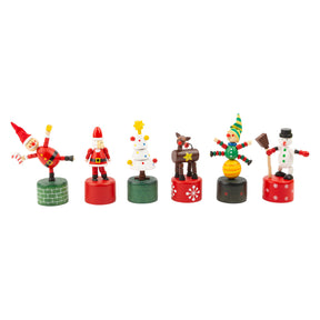 Pie pequeño - figura de madera con estampado navideño