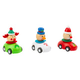 Coche de Navidad de tracción de madera pequeña de madera