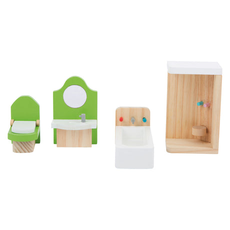 Small foot - Mueble de baño de madera para casa de muñecas, 4 piezas.