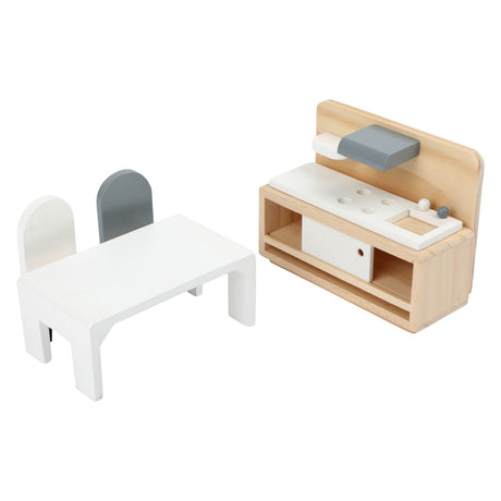 Small foot - Juego completo de muebles de casa de muñecas de madera, 28 piezas.